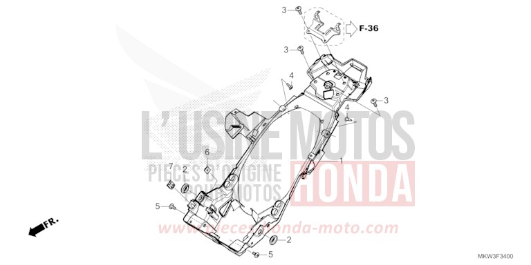 KOTFLUEGEL, HINTEN von NC750X "Meca" PEARL DEEP MUD GRAY (NHC47) von 2023